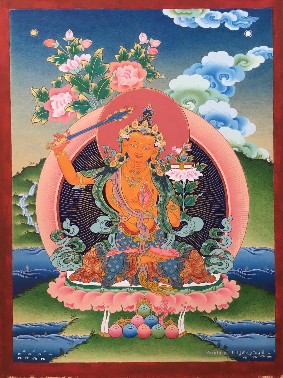 Bouddhisme thangka tibétain 2 Peintures à l'huile